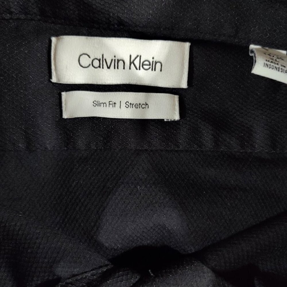 Calvin Klein Black Long Sleeve Dress Shirt Oeko Tex Extra Large Slim Fit - Picture 9 of 12